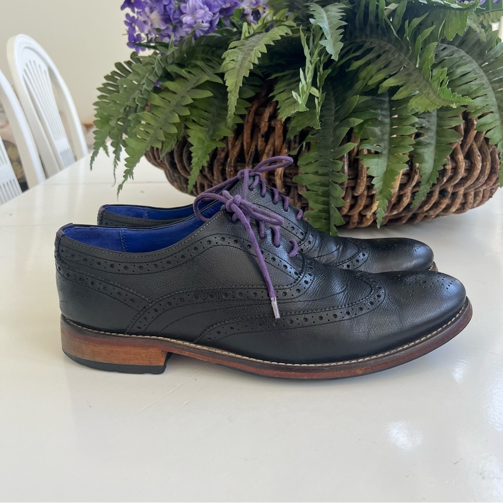 Ted Baker London Guri 7 men’s Sz 11 Black Leather Wingtip dress shoes lace up